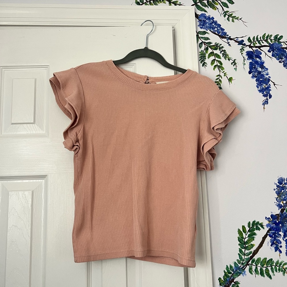 Ruffled Sleeve Pink Top